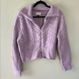 Universal Thread Lilac Cable Knit Zip Front Sweater Cardigan